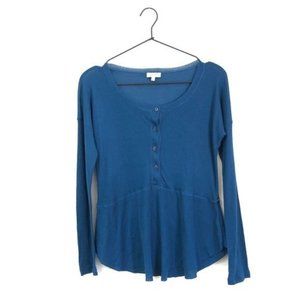 Splendid Ribbed Henley Peplum Light Top | Extra Small